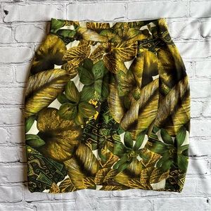 VINTAGE JAG Silk Wrap Skirt 4 Tropical Jungle Print